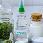 Five different Stevia products on a table